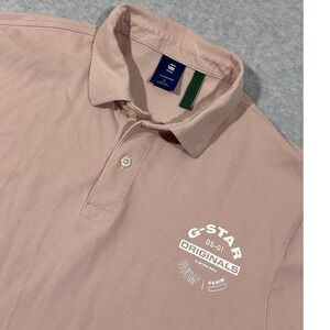 G Star Raw Pink Cotton SS G-Star Raw Men's Memula Slim-Fit Polo Size L